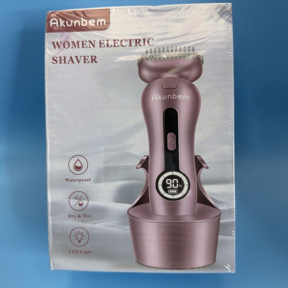 Akunbem Women Electric Shaver, Waterproof, Dry & Wet, LED Light Charging Lt.